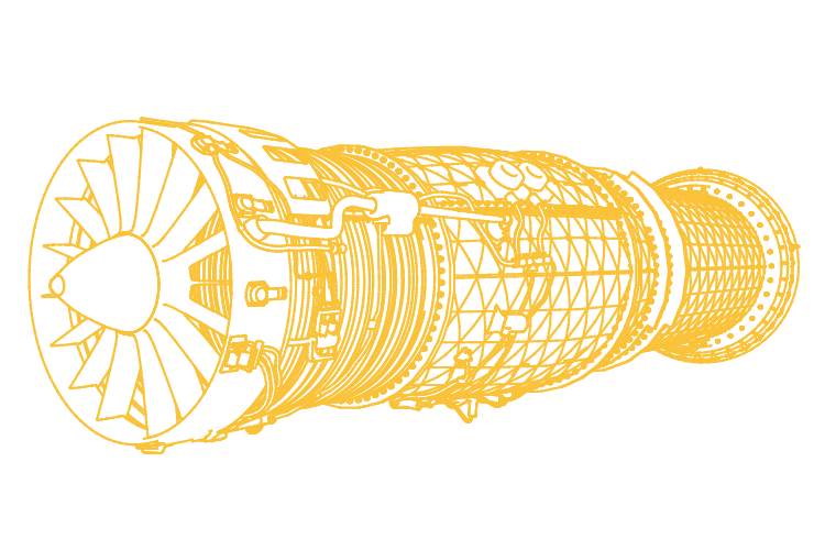 Wireframe of an aircraft engine